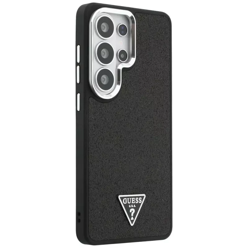 Guess Fixed Glitter Triangle MagSafe Case para Samsung Galaxy S26 Ultra, negro
