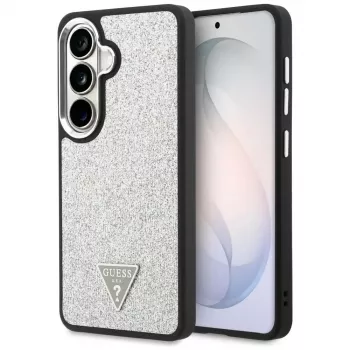 Guess Fixed Glitter Triangle MagSafe Case para Samsung Galaxy S26 - plata