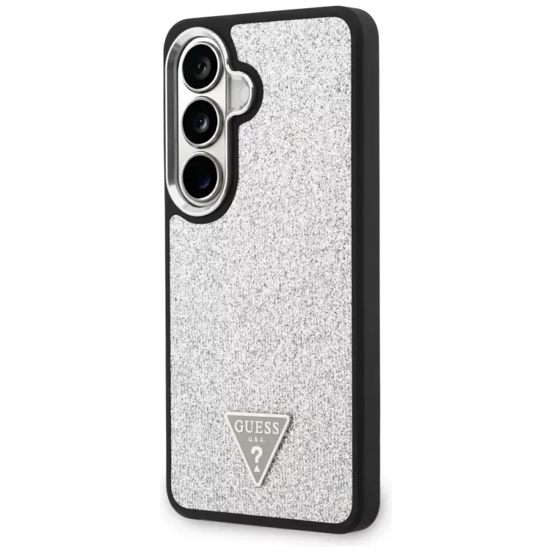 Guess Fixed Glitter Triangle MagSafe Case para Samsung Galaxy S26 - plata