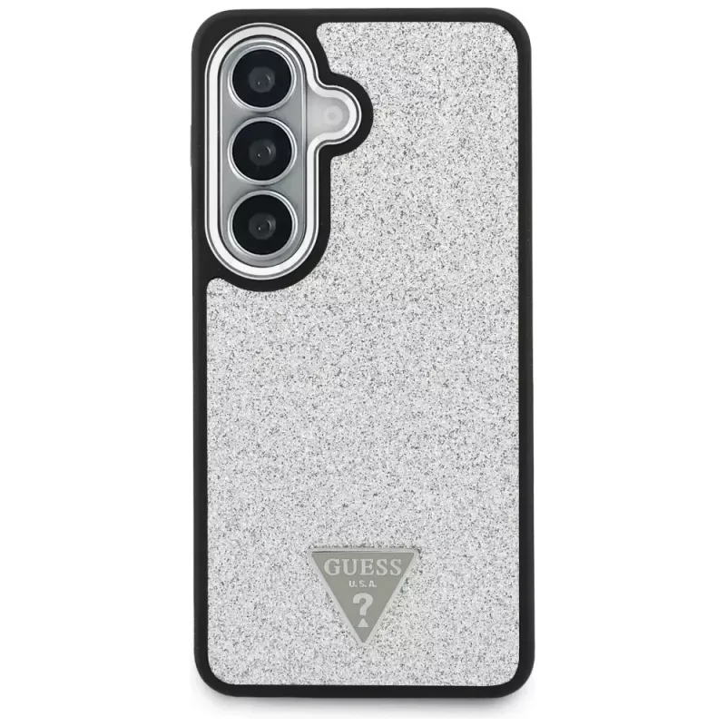 Guess Fixed Glitter Triangle MagSafe Case para Samsung Galaxy S26 - plata