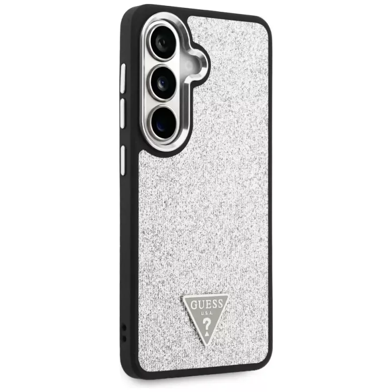 Guess Fixed Glitter Triangle MagSafe Case para Samsung Galaxy S26 - plata