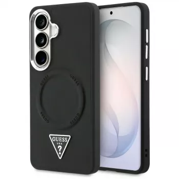 Guess Embossed Ring Triangle Logo MagSafe Case para Samsung Galaxy S26 negro
