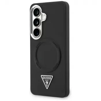 Guess Embossed Ring Triangle Logo MagSafe Case para Samsung Galaxy S26 negro