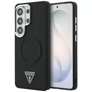 Guess Embossed Ring Triangle Logo MagSafe Case para Samsung Galaxy S26 Ultra negro