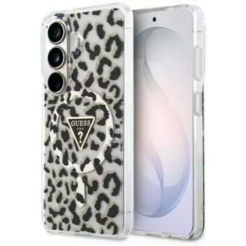 Guess IML Leopard Print Triangle MagSafe Case para Samsung Galaxy S26, negro