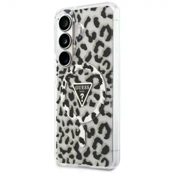 Guess IML Leopard Print Triangle MagSafe Case para Samsung Galaxy S26, negro
