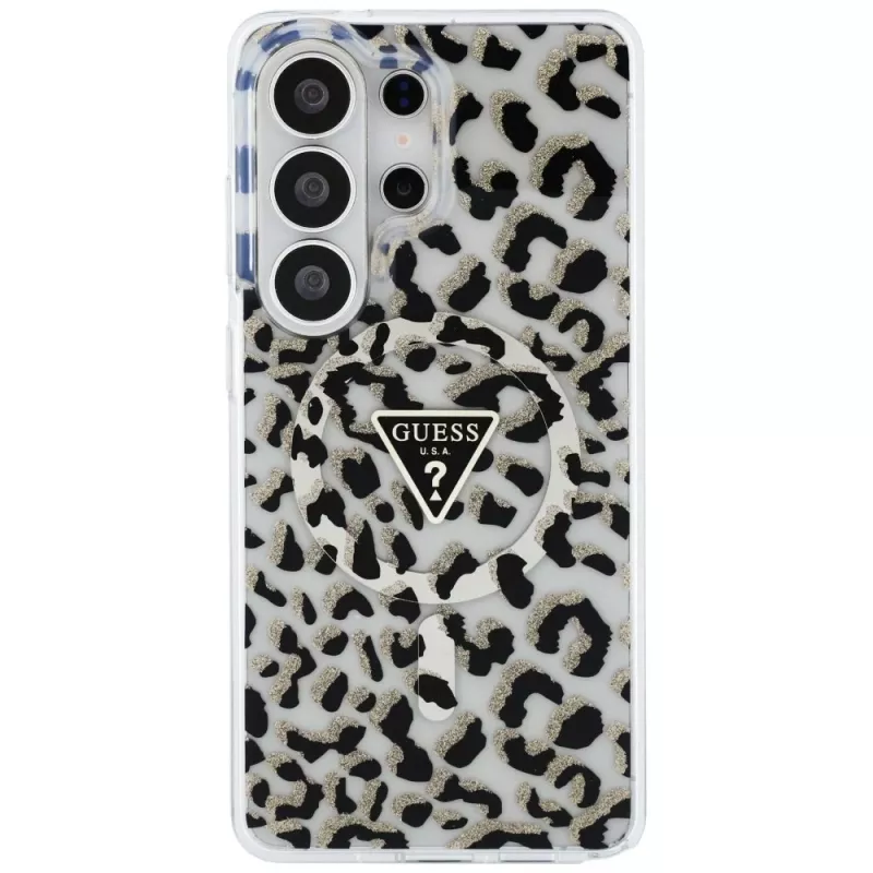 Guess IML Leopard Print Triangle MagSafe Case para Samsung Galaxy S26 Ultra (negro)