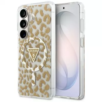Guess IML Leopard Print Triangle MagSafe Case para Samsung Galaxy S26 (marrón)