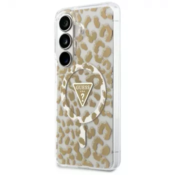 Guess IML Leopard Print Triangle MagSafe Case para Samsung Galaxy S26 (marrón)