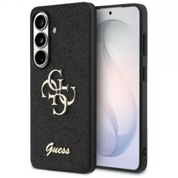 Guess Fixed Glitter Big 4G Metal Logo Case para Samsung Galaxy S26 (negro)