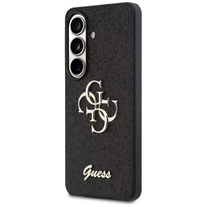 Guess Fixed Glitter Big 4G Metal Logo Case para Samsung Galaxy S26 (negro)