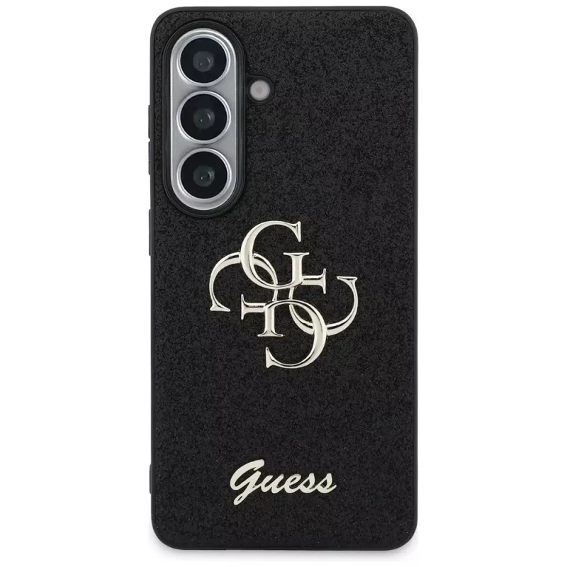 Guess Fixed Glitter Big 4G Metal Logo Case para Samsung Galaxy S26 (negro)