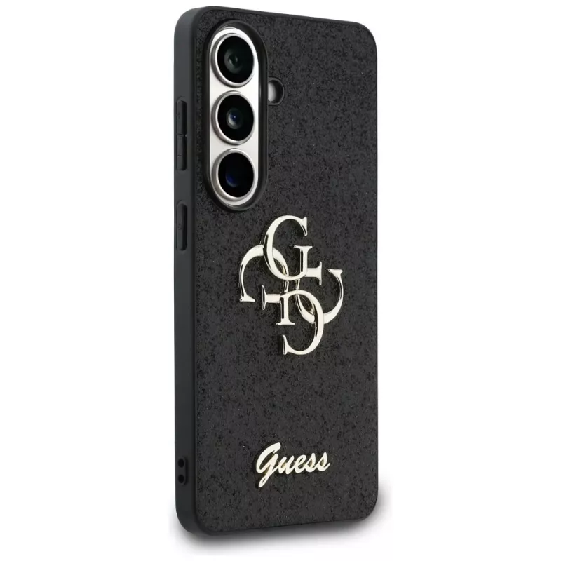 Guess Fixed Glitter Big 4G Metal Logo Case para Samsung Galaxy S26 (negro)