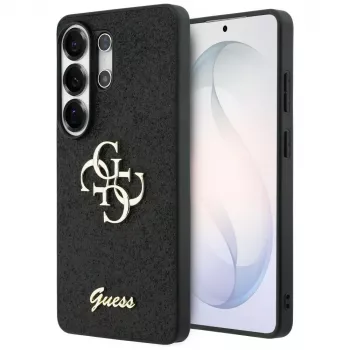 Guess Fixed Glitter Big 4G Metal Logo Case para Samsung Galaxy S26 Ultra (negro)