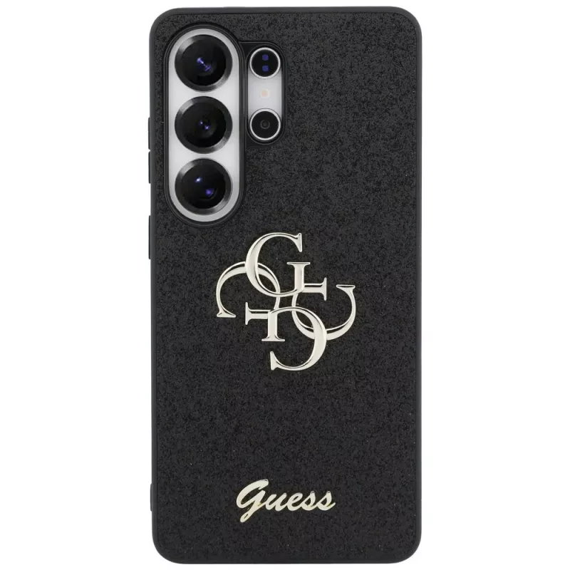 Guess Fixed Glitter Big 4G Metal Logo Case para Samsung Galaxy S26 Ultra (negro)