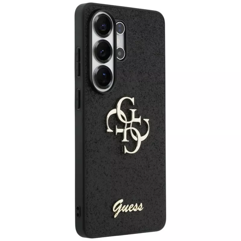 Guess Fixed Glitter Big 4G Metal Logo Case para Samsung Galaxy S26 Ultra (negro)