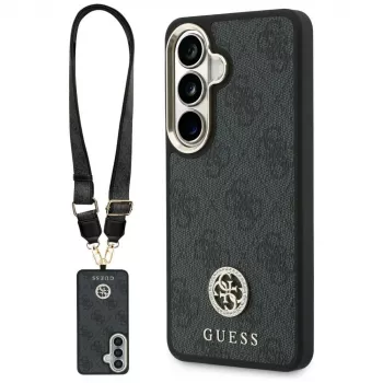 Guess 4G Big Rhinestone Triangle Strap MagSafe Phone Case Set para Samsung Galaxy S26 - negro