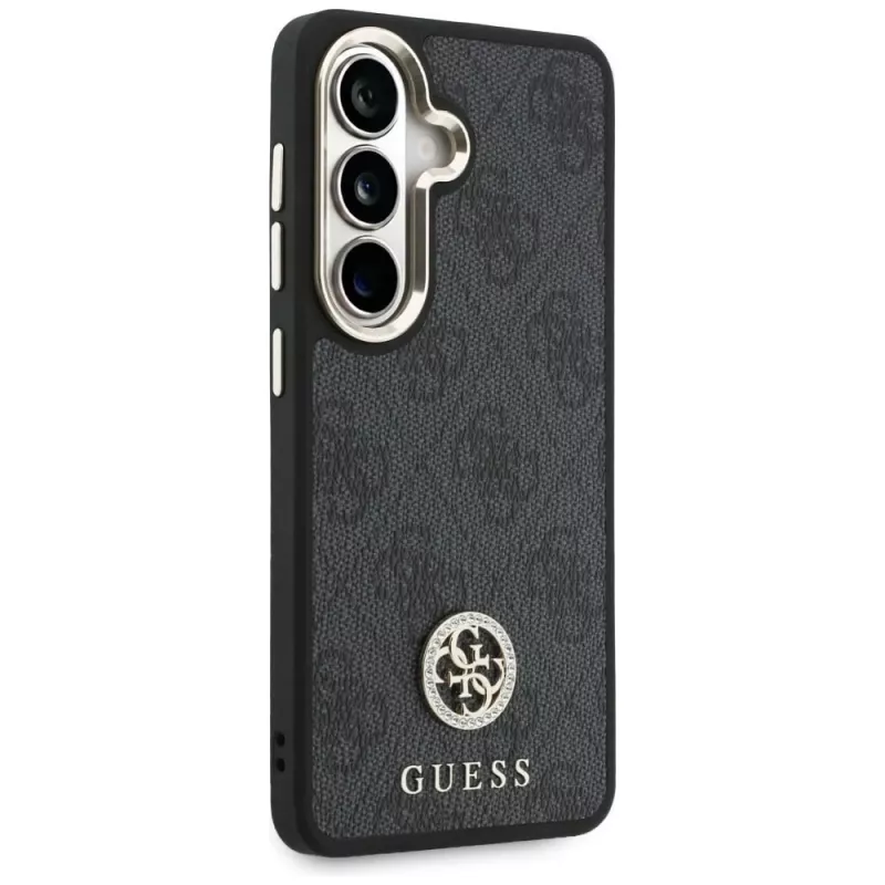 Guess 4G Big Rhinestone Triangle Strap MagSafe Phone Case Set para Samsung Galaxy S26 - negro