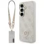 Guess 4G Big Rhinestone Triangle Strap MagSafe Funda para teléfono y juego de cordón para Samsung Galaxy S26, Rosa
