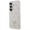 Guess 4G Big Rhinestone Triangle Strap MagSafe Funda para teléfono y juego de cordón para Samsung Galaxy S26, Rosa