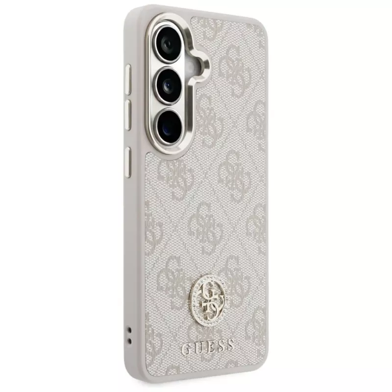 Guess 4G Big Rhinestone Triangle Strap MagSafe Funda para teléfono y juego de cordón para Samsung Galaxy S26, Rosa