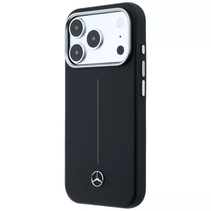 Funda MagSafe Mercedes Leather Semi Wrap Iconic Line para iPhone 17 Pro Max negra
