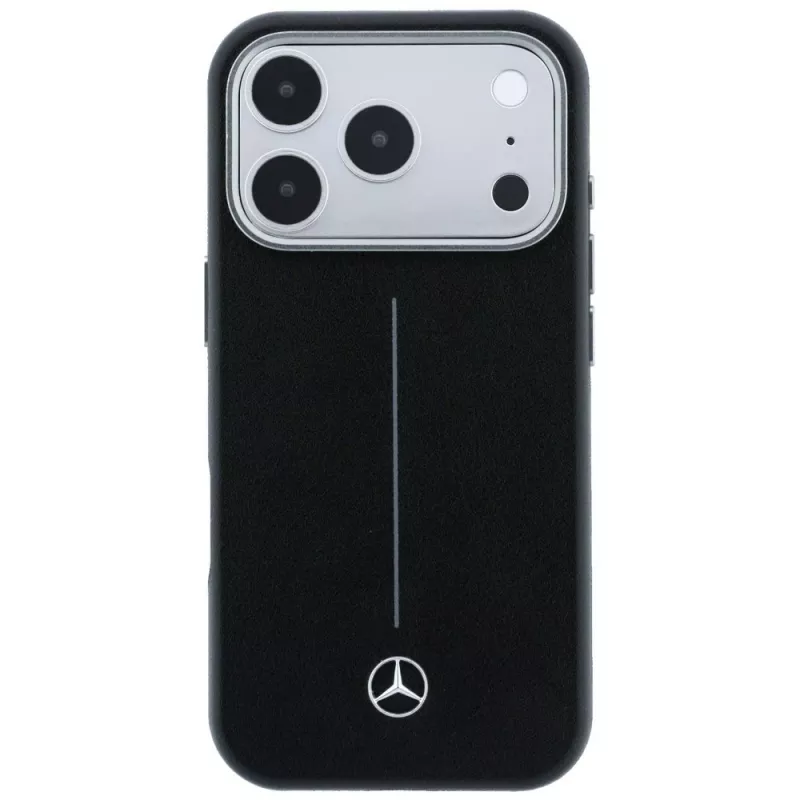 Funda MagSafe Mercedes Leather Semi Wrap Iconic Line para iPhone 17 Pro Max negra
