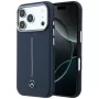 Funda MagSafe Mercedes Leather Semi Wrap Iconic Line para iPhone 17 Pro Max azul marino