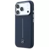 Funda MagSafe Mercedes Leather Semi Wrap Iconic Line para iPhone 17 Pro Max azul marino