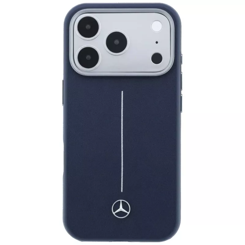 Funda MagSafe Mercedes Leather Semi Wrap Iconic Line para iPhone 17 Pro Max azul marino