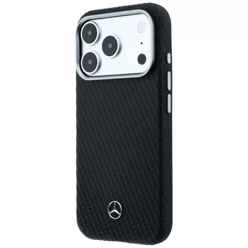 Funda MagSafe Mercedes Leather Semi Wrap Wood Effect para Apple iPhone 17 Pro negra