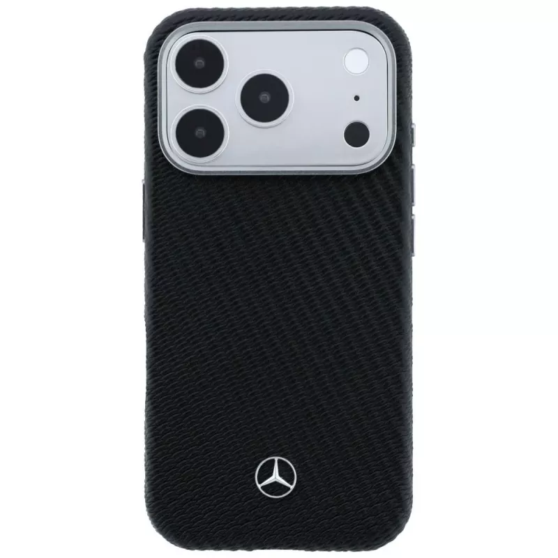 Funda MagSafe Mercedes Leather Semi Wrap Wood Effect para Apple iPhone 17 Pro negra