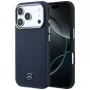 Funda MagSafe Mercedes Leather Semi Wrap Wood Effect para iPhone 17 Pro Max azul marino