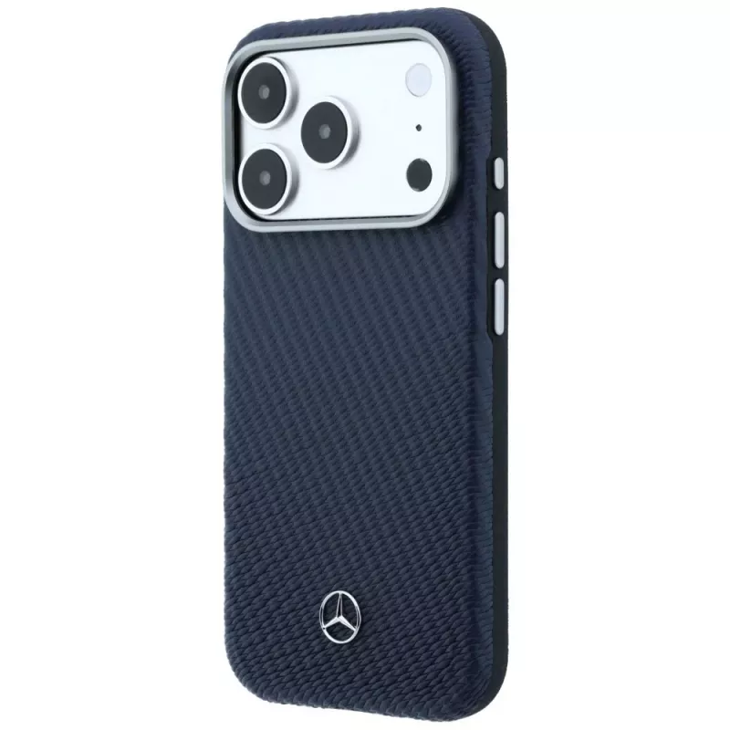 Funda MagSafe Mercedes Leather Semi Wrap Wood Effect para iPhone 17 Pro Max azul marino