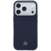 Funda MagSafe Mercedes Leather Semi Wrap Wood Effect para iPhone 17 Pro Max azul marino