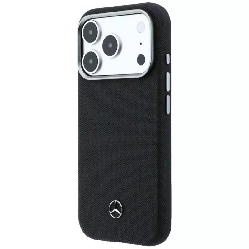 Funda MagSafe Mercedes Leather Semi Wrap Wood Effect para iPhone 17 Pro Max negra