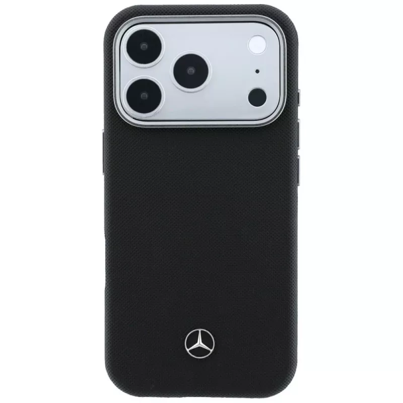 Funda MagSafe Mercedes Leather Semi Wrap Wood Effect para iPhone 17 Pro Max negra
