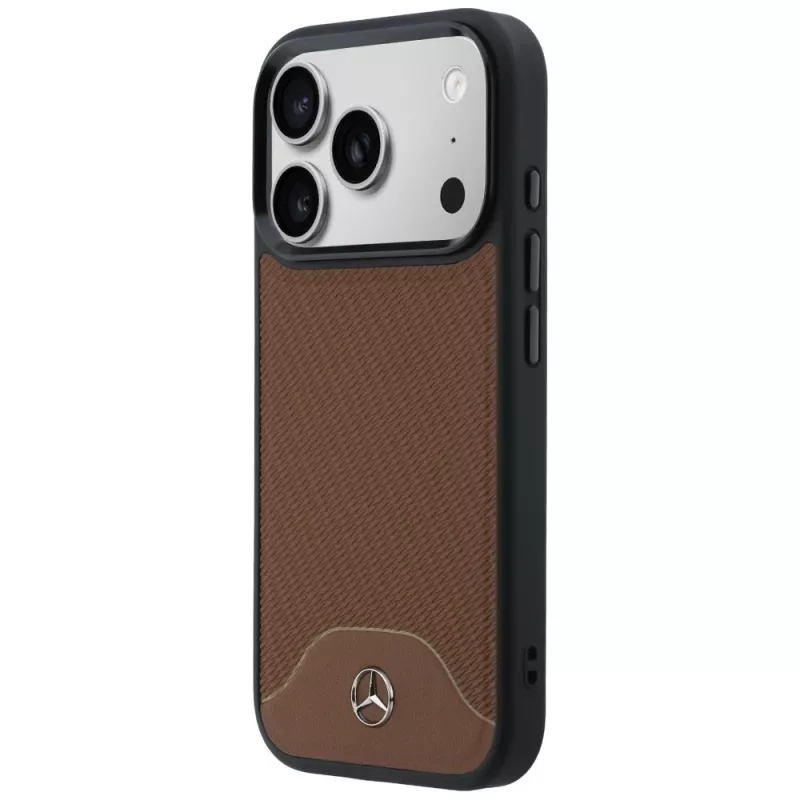 Mercedes Funda MagSafe de Piel Efecto Madera y Curve para iPhone 17 Pro Camel