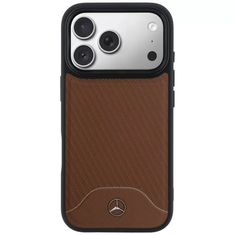 Mercedes Funda MagSafe de Piel Efecto Madera y Curve para iPhone 17 Pro Camel