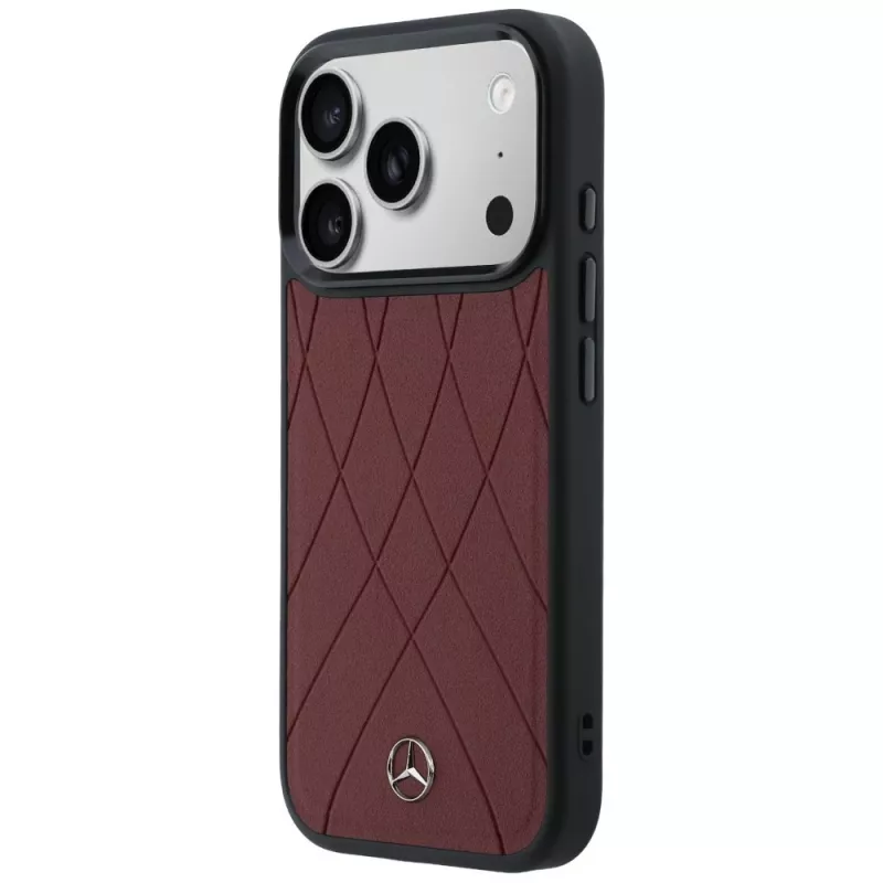 Funda MagSafe Mercedes Leder con líneas cruzadas para iPhone 17 Pro Max roja