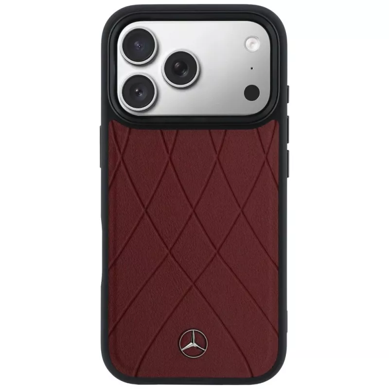 Funda MagSafe Mercedes Leder con líneas cruzadas para iPhone 17 Pro Max roja