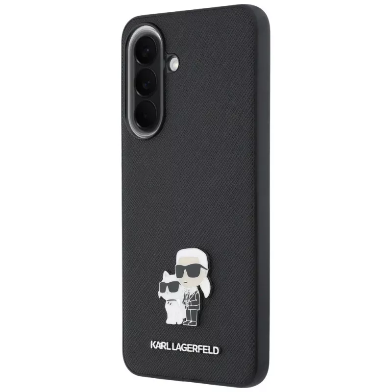 Funda Karl Lagerfeld Saffiano con Karl & Choupette Metal Logo para Samsung Galaxy A57 5G, negro