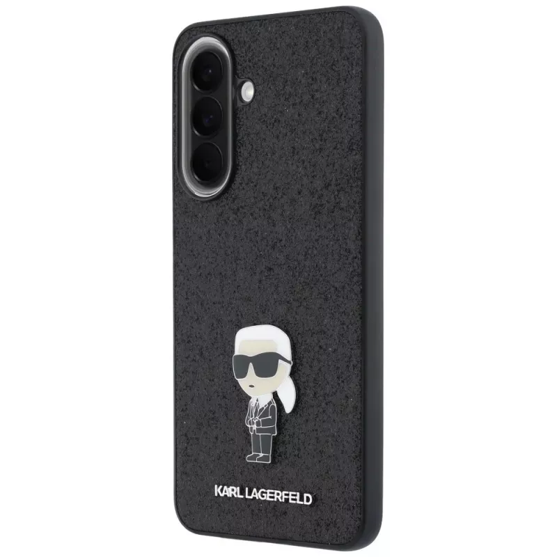 Karl Lagerfeld Fixed Glitter Ikonik Logo Metal Pin Funda para Samsung Galaxy A37 5G Negro