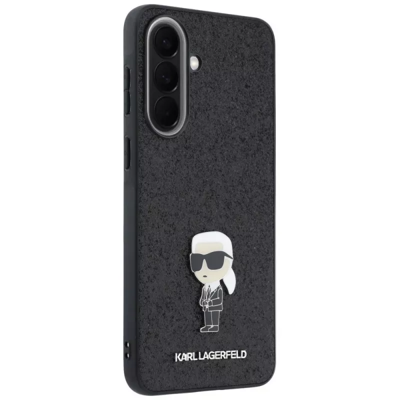 Karl Lagerfeld Fixed Glitter Ikonik Logo Metal Pin Funda para Samsung Galaxy A37 5G Negro