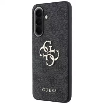 Guess Leather 4G Metal Logo Funda para Samsung Galaxy A57 5G, Negro