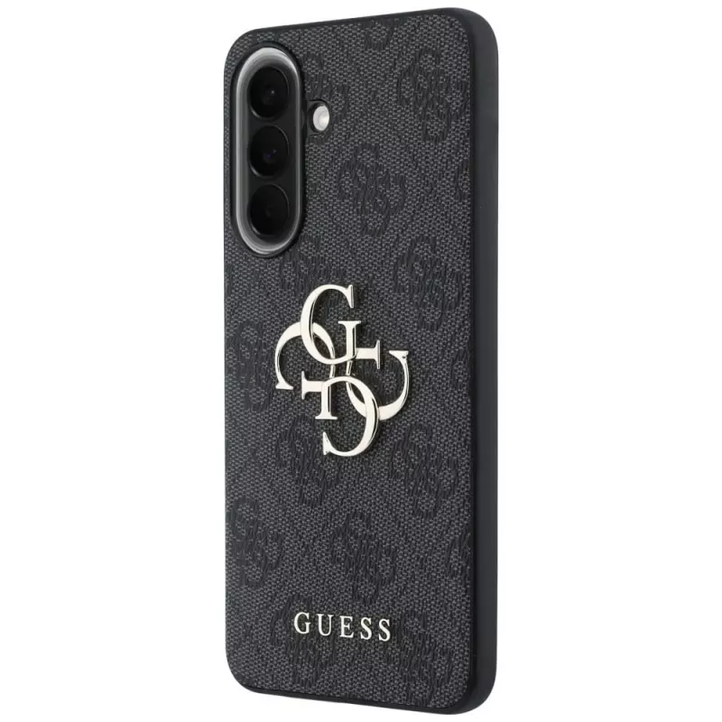 Guess Leather 4G Metal Logo Funda para Samsung Galaxy A57 5G, Negro