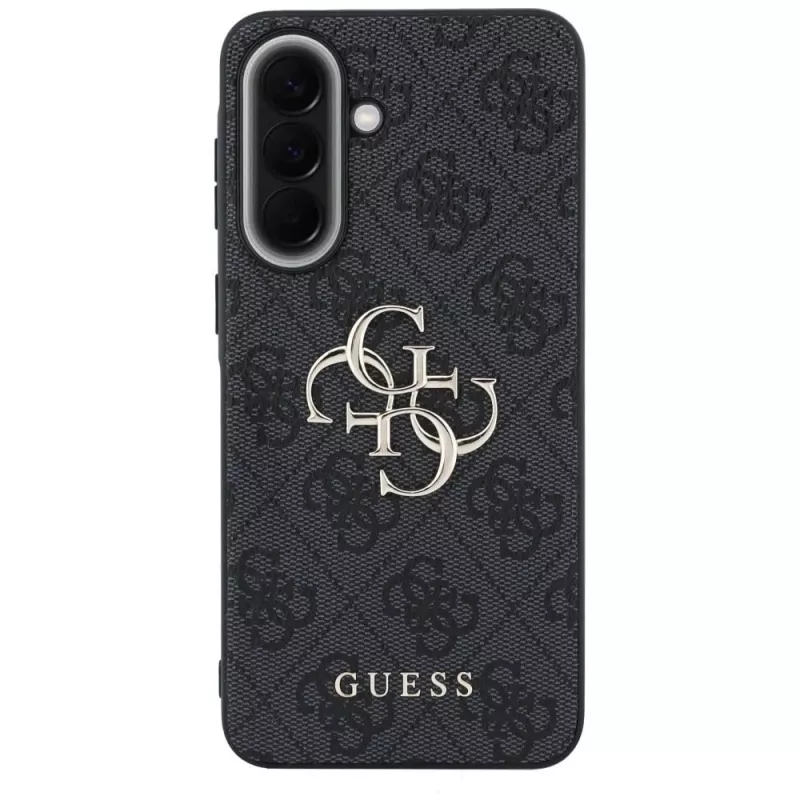 Guess Leather 4G Metal Logo Funda para Samsung Galaxy A57 5G, Negro