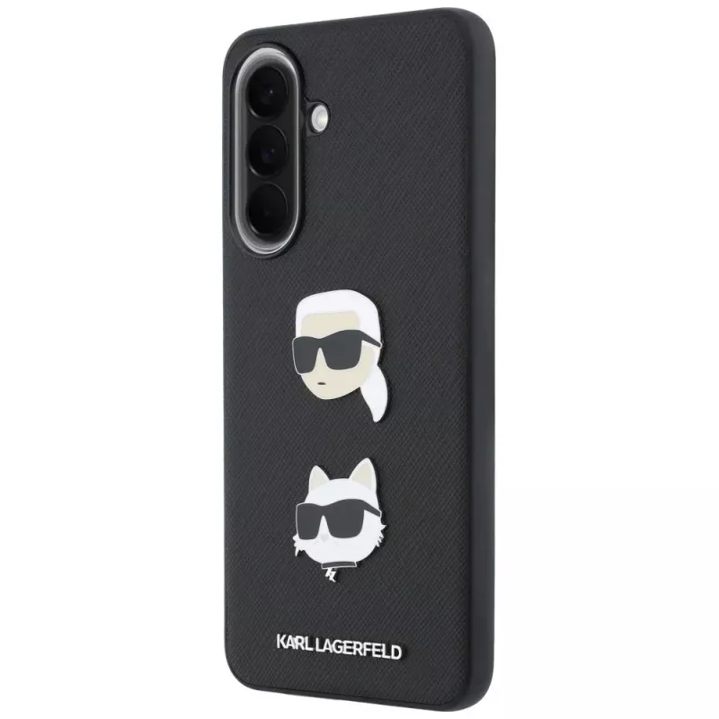 KARL LAGERFELD Funda para Samsung Galaxy A37 5G con Karl & Choupette Heads, Pins & Logo, Negro