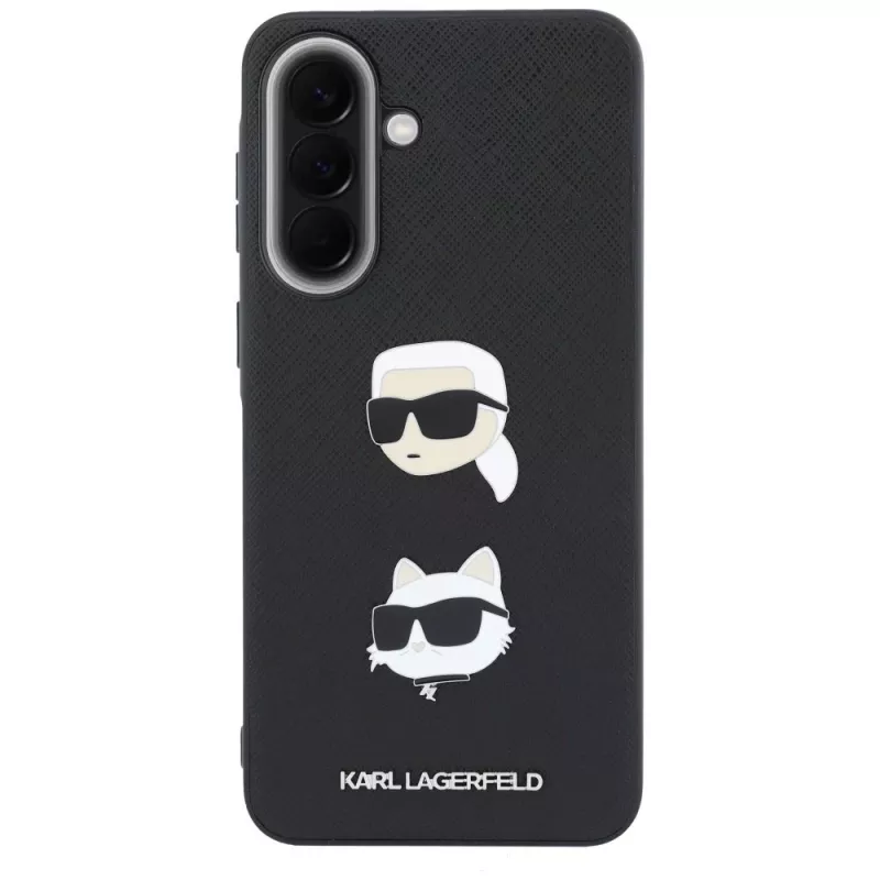 KARL LAGERFELD Funda para Samsung Galaxy A37 5G con Karl & Choupette Heads, Pins & Logo, Negro