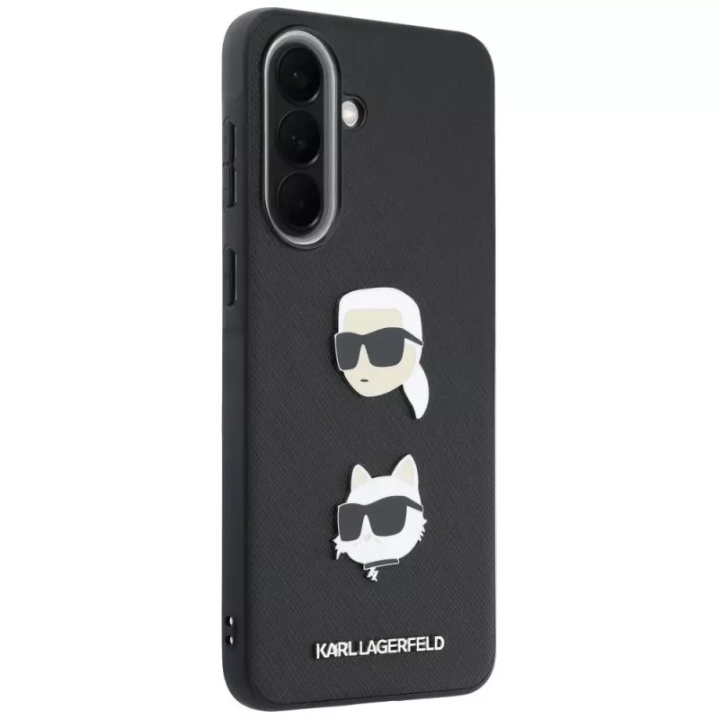 KARL LAGERFELD Funda para Samsung Galaxy A37 5G con Karl & Choupette Heads, Pins & Logo, Negro